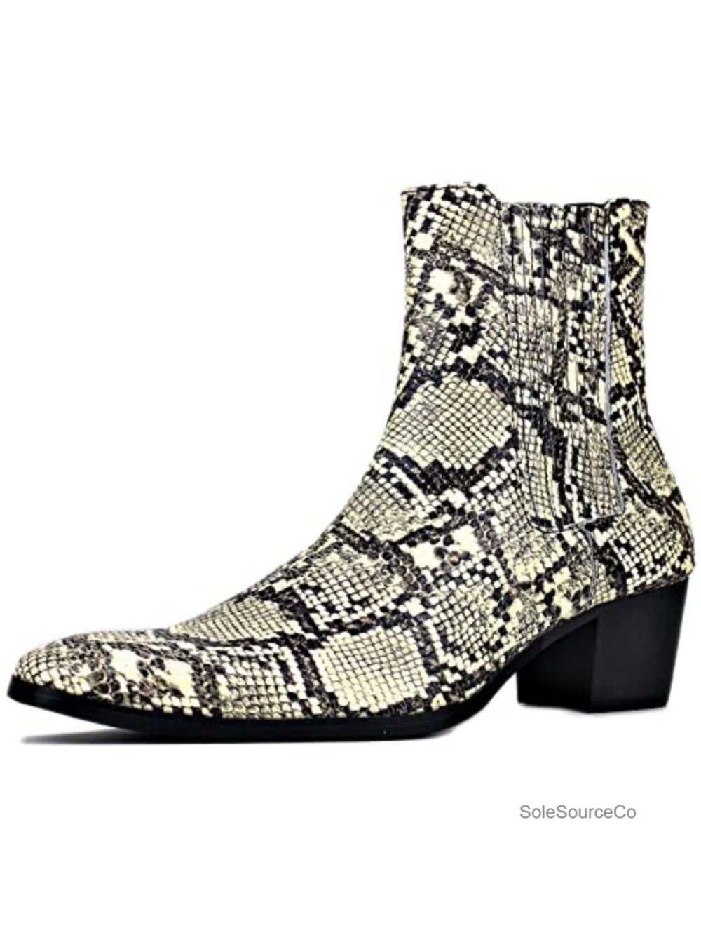 Men's Leather Chelsea Ankle Boots Snake Print Chukka Dress Boots